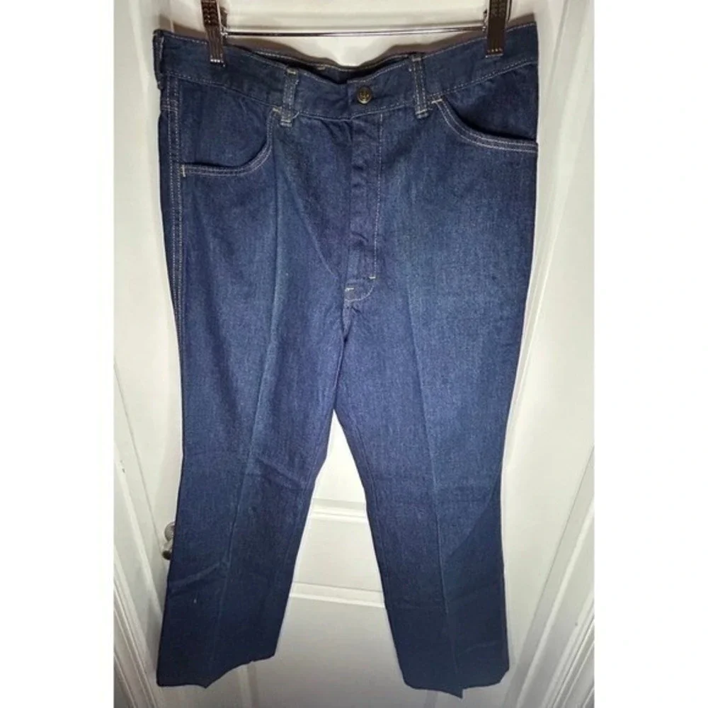 True Vintage 70's Embroidered Dark Wash Denim Jeans Sz Mens 34x28 Brand‎ New